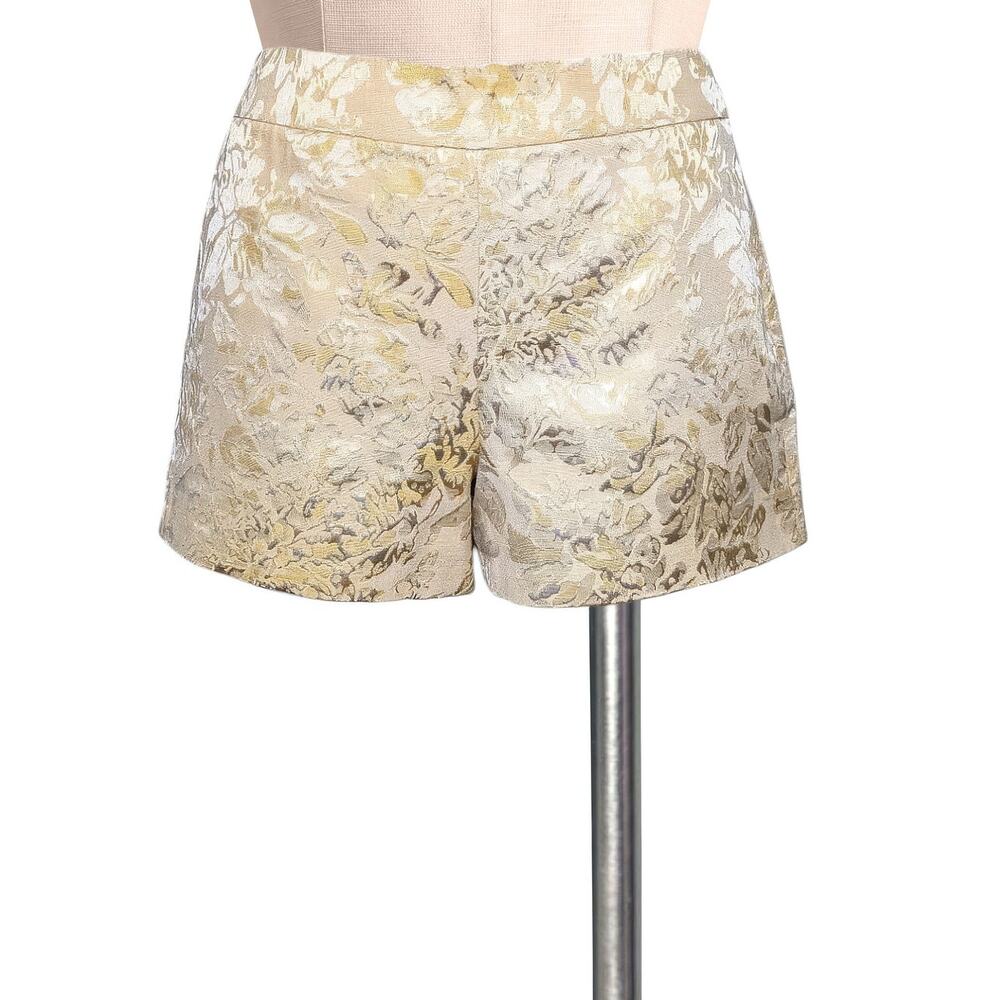 J.CREW J. Crew Dressy Gold Brocade Shimmery  Metallic Print Shorts 2